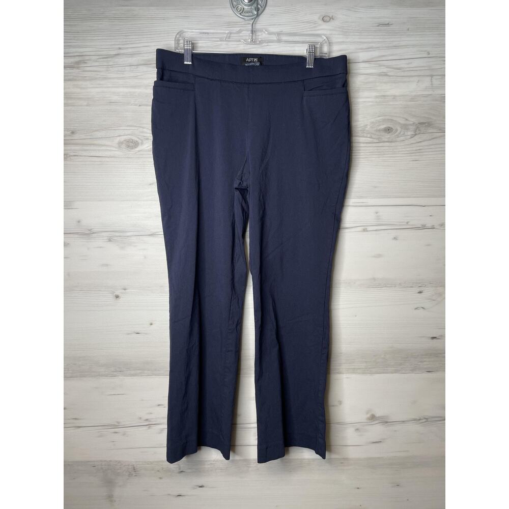 APT 9 Pants Womens 14 Petite Navy Blue Modern Fit Stretch Career Trousers